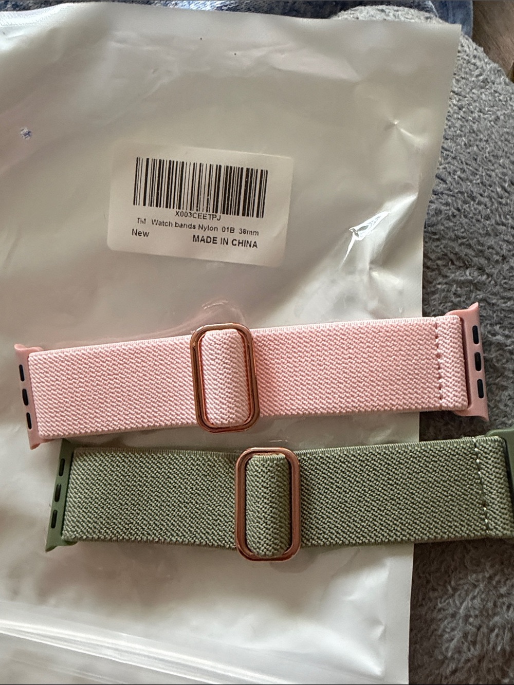 Rose Pink and Olive Green Nylon Watch Bands - Unbranded